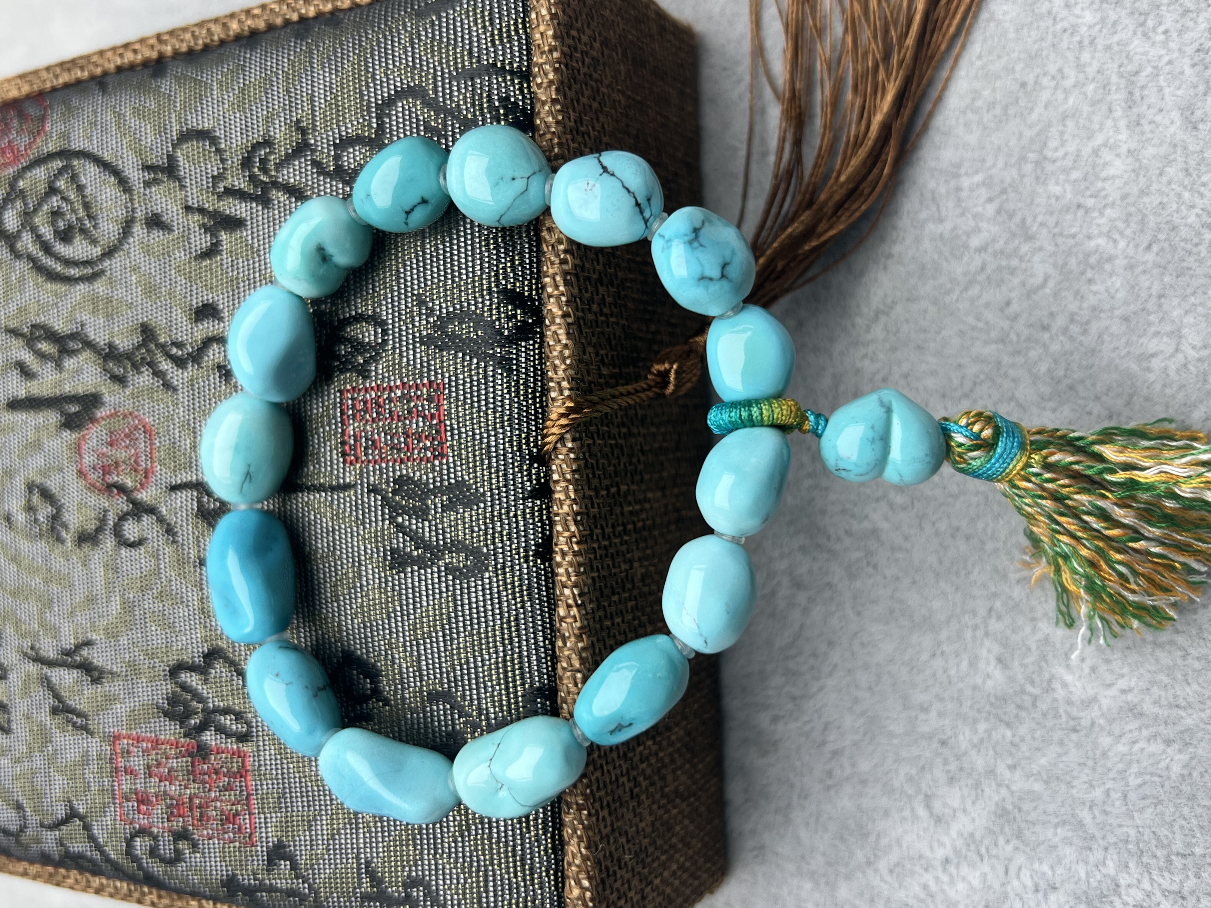 原矿绿松石单圈随型特色百搭手串