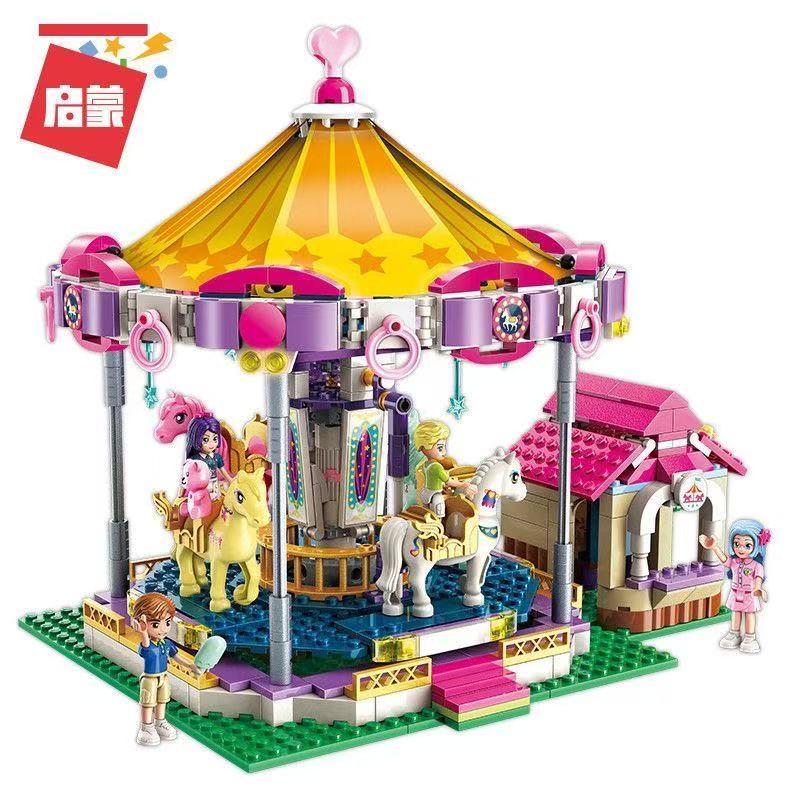 启蒙积木游乐场旋转木马雪莉女孩系列公主益智拼装积木玩具男孩