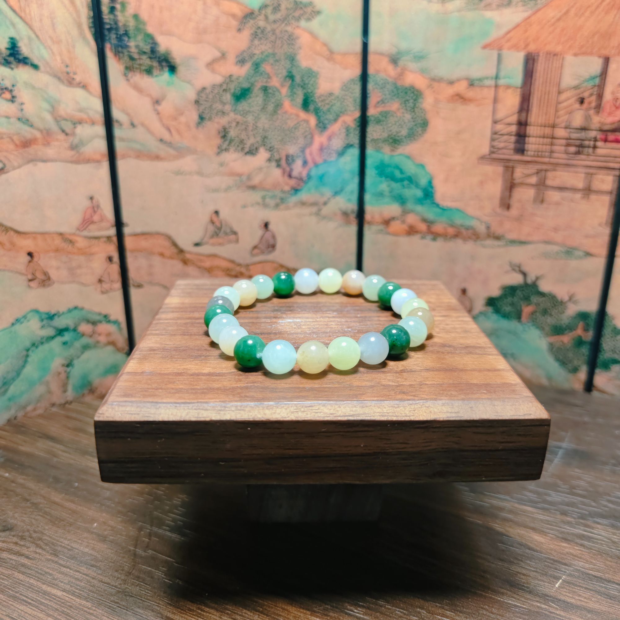 A和田玉多宝圆珠手串（卡8）0936