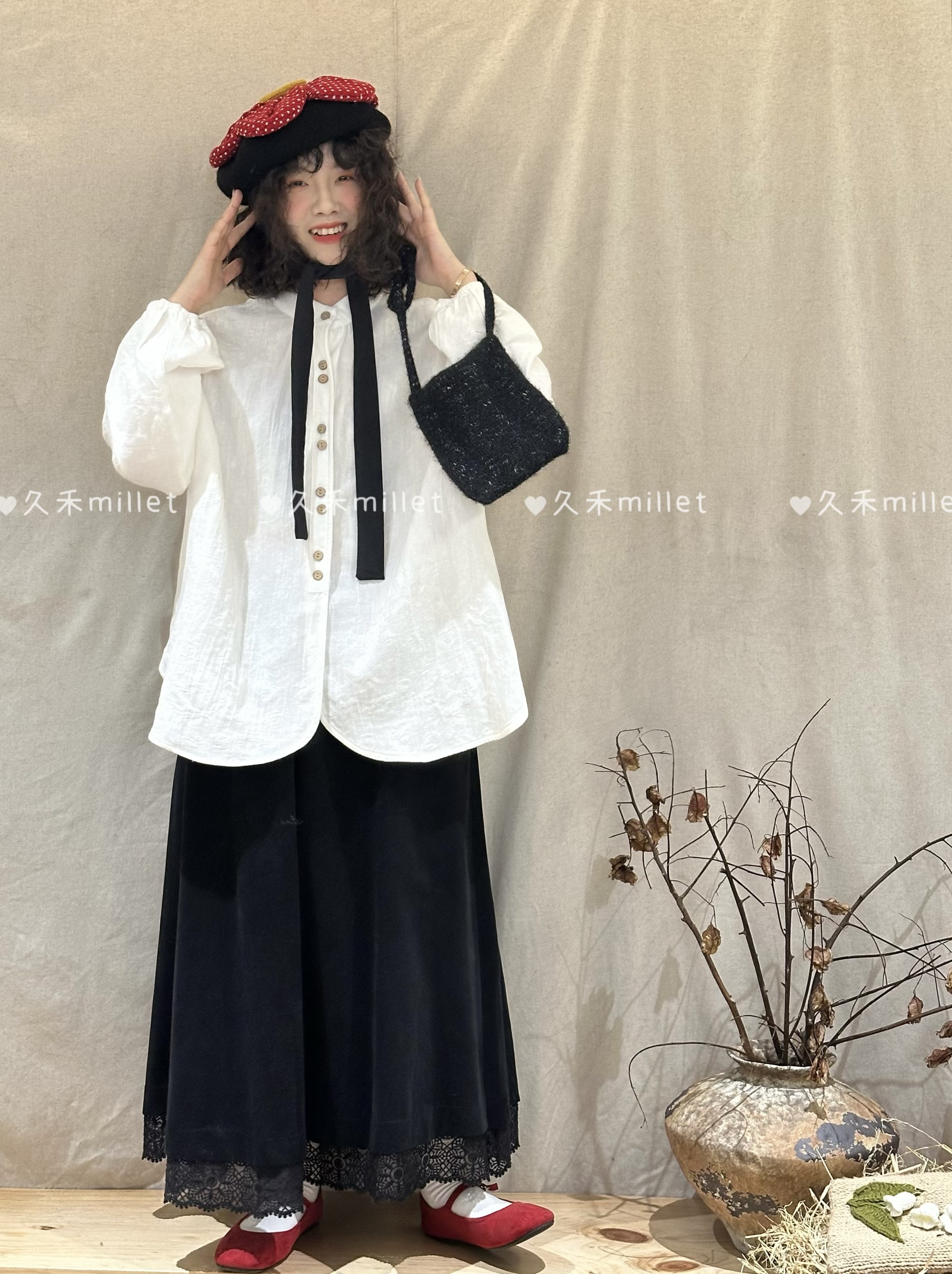 米多多 JH-9577-日系时尚气质提花衬衫