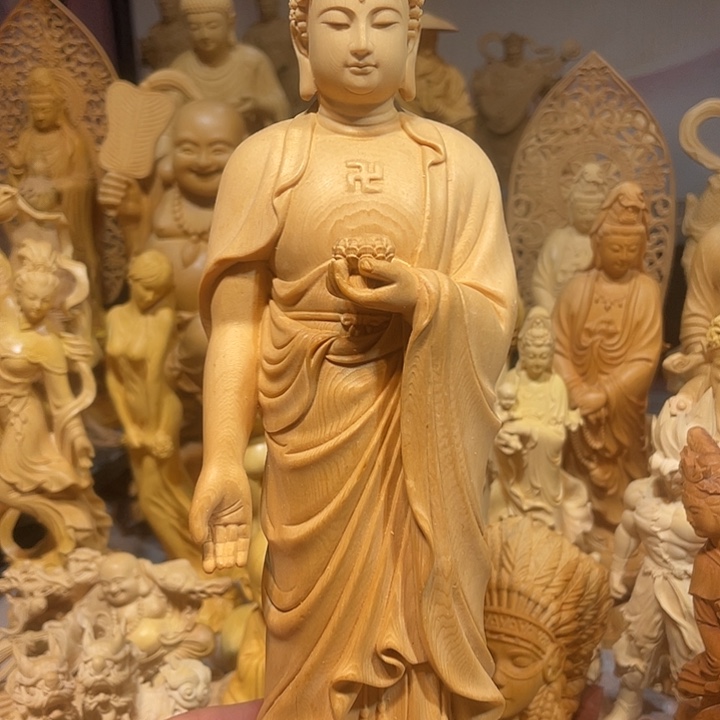 黄杨木瑕疵大号阿弥陀佛