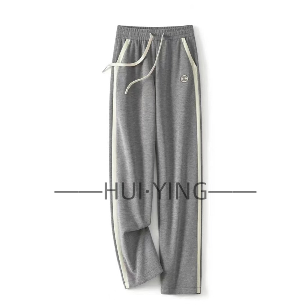 【爆款来袭】设计师新款刺绣撞色高腰直筒裤 HY2403