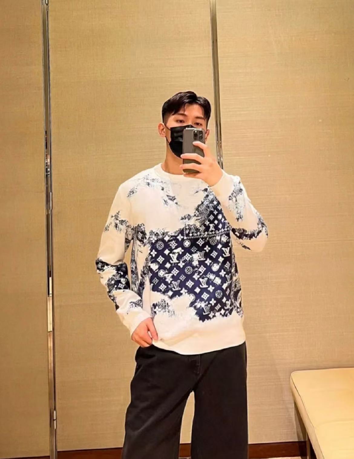 全新未使用 LouisVuitton/路易威登 LF扎染logo腰果花毛衣 HNN24W