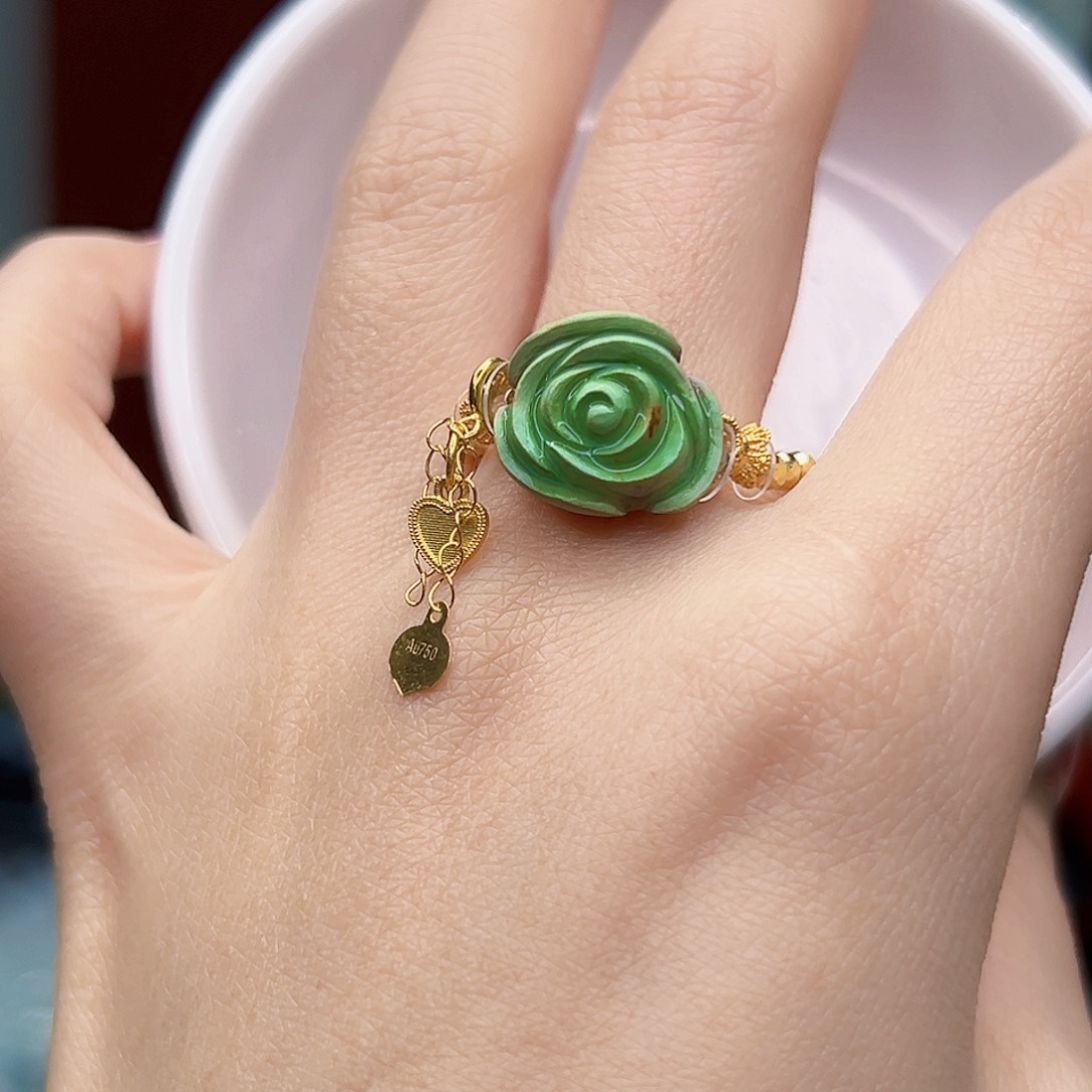 绿松石珠宝奇石18K金镶嵌