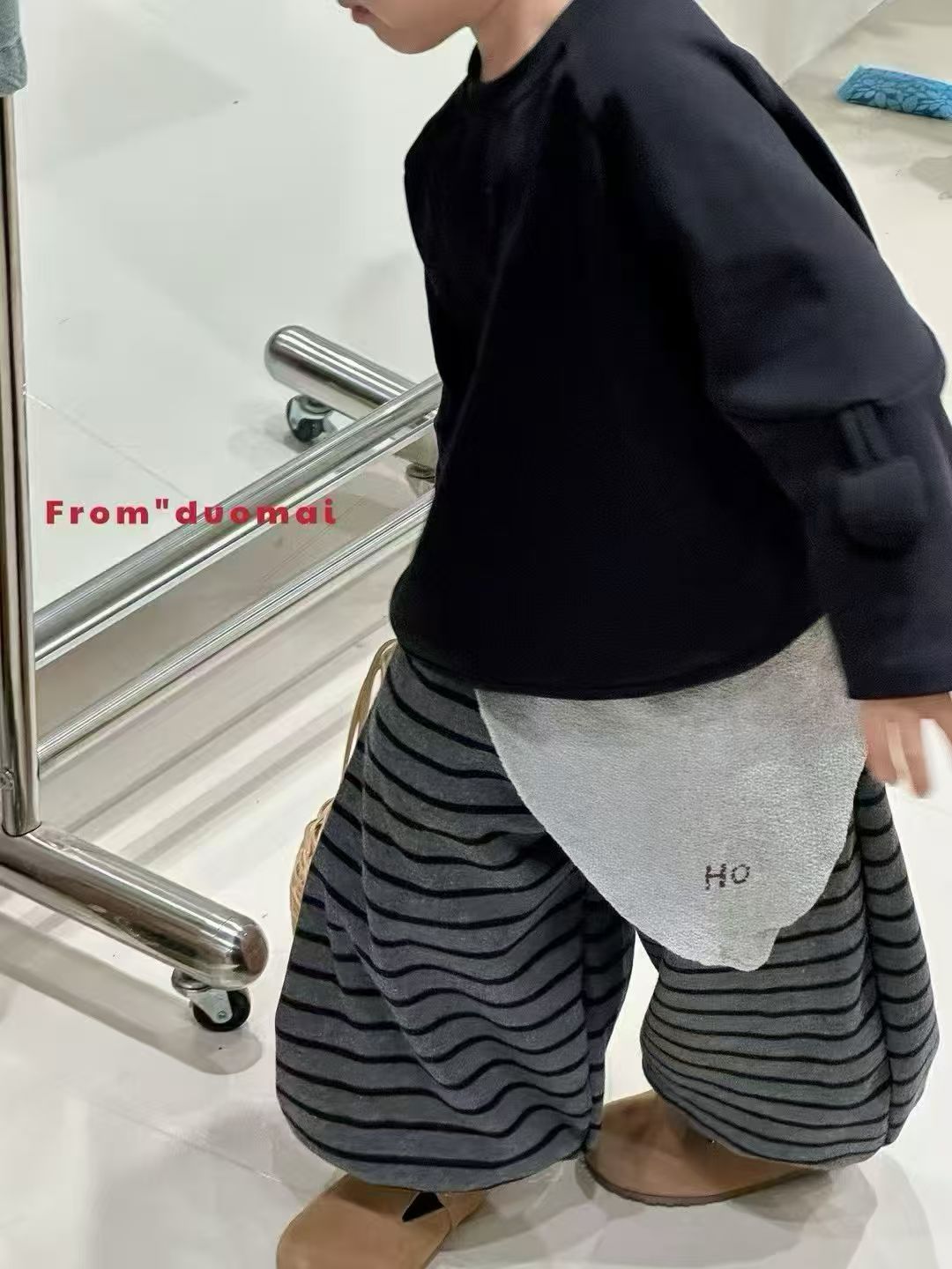 Hoho egg.爆款加绒婴童条纹休闲裤