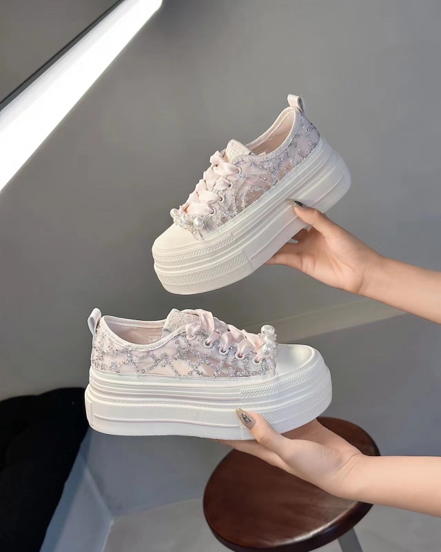 板鞋时尚休闲鞋透气松紧带休闲鞋百搭韩版小香风时尚松糕底