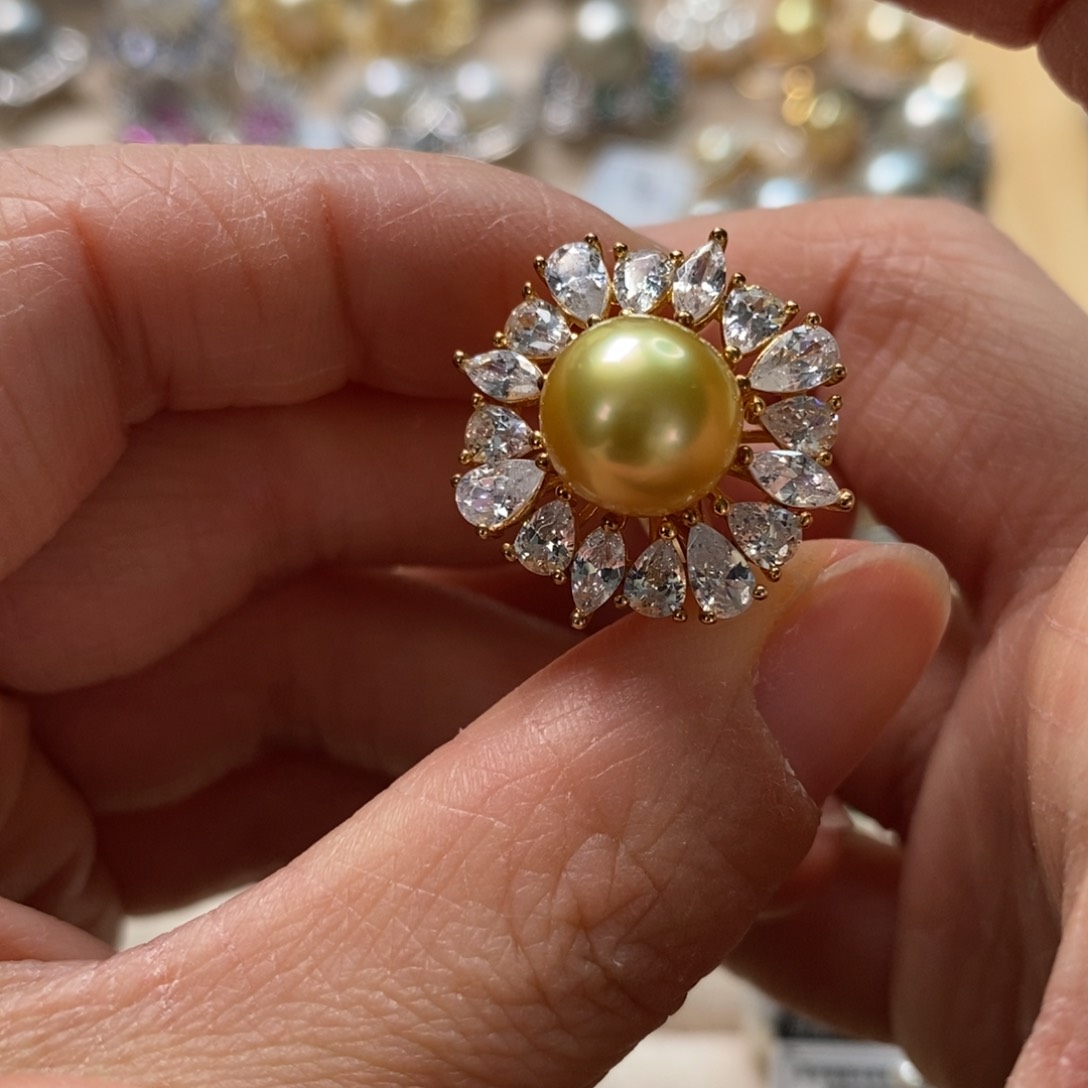 海水珍珠戒圈银S925镶嵌