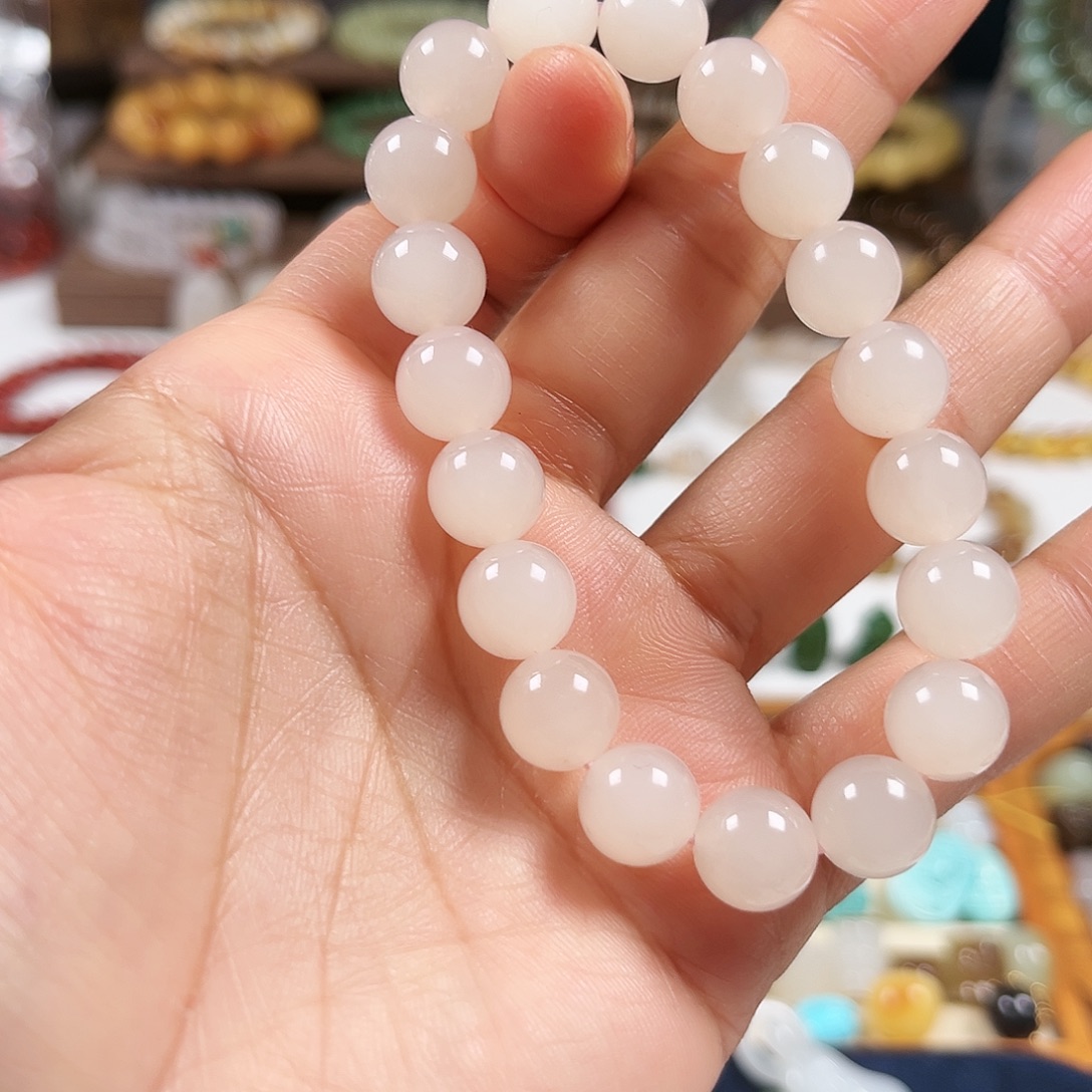 和田玉未镶嵌手链藕粉10