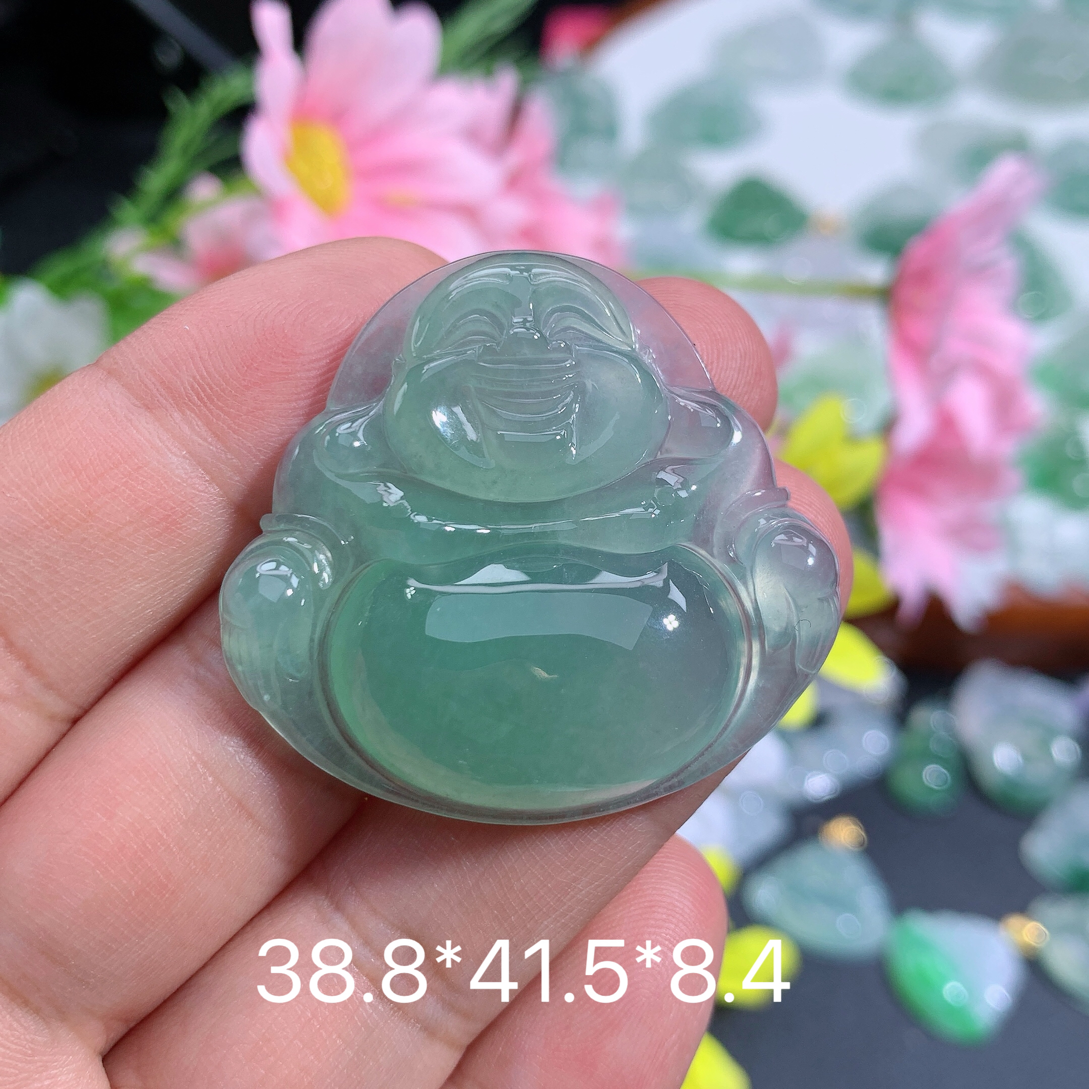 缅甸天然翡翠A货冰种满绿佛公吊坠阁百搭精致雕刻礼物玉石时尚妈
