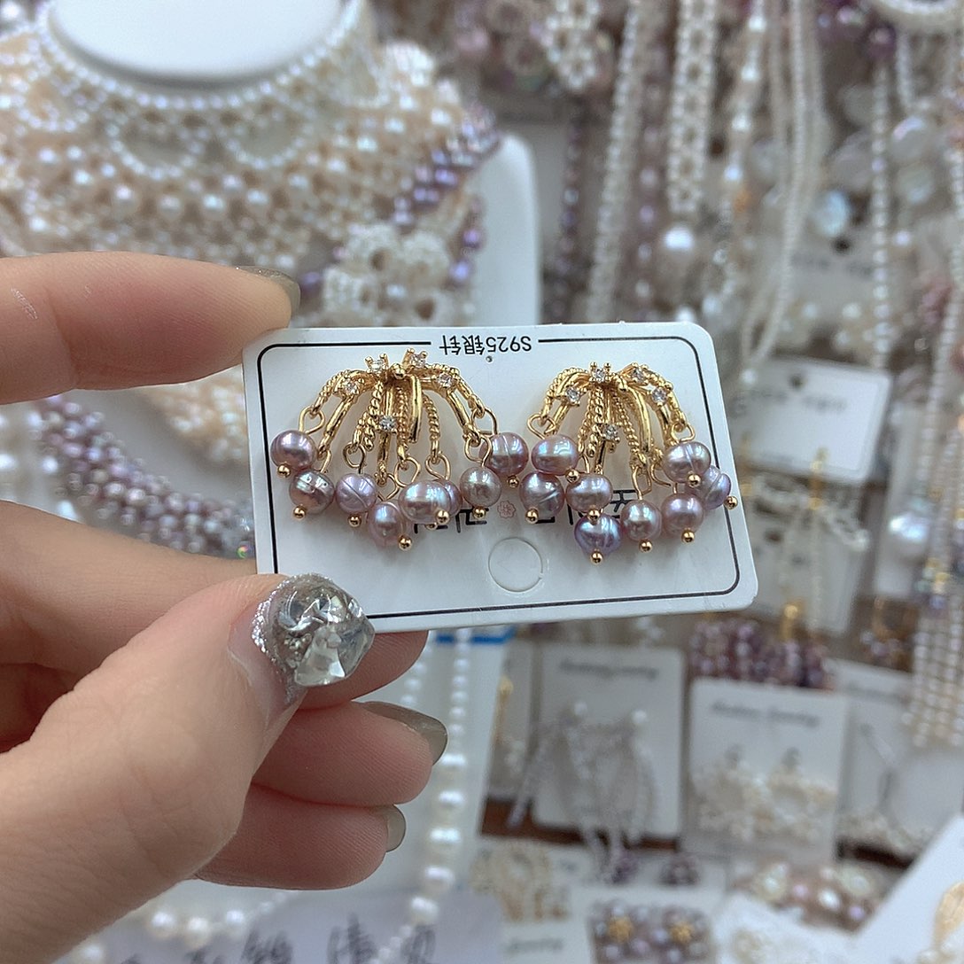 耳饰淡水珍珠银S925镶嵌