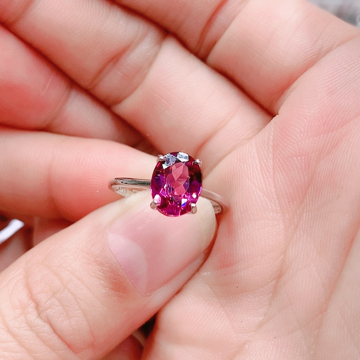 石榴石戒指银S925镶嵌小*子7✖️9