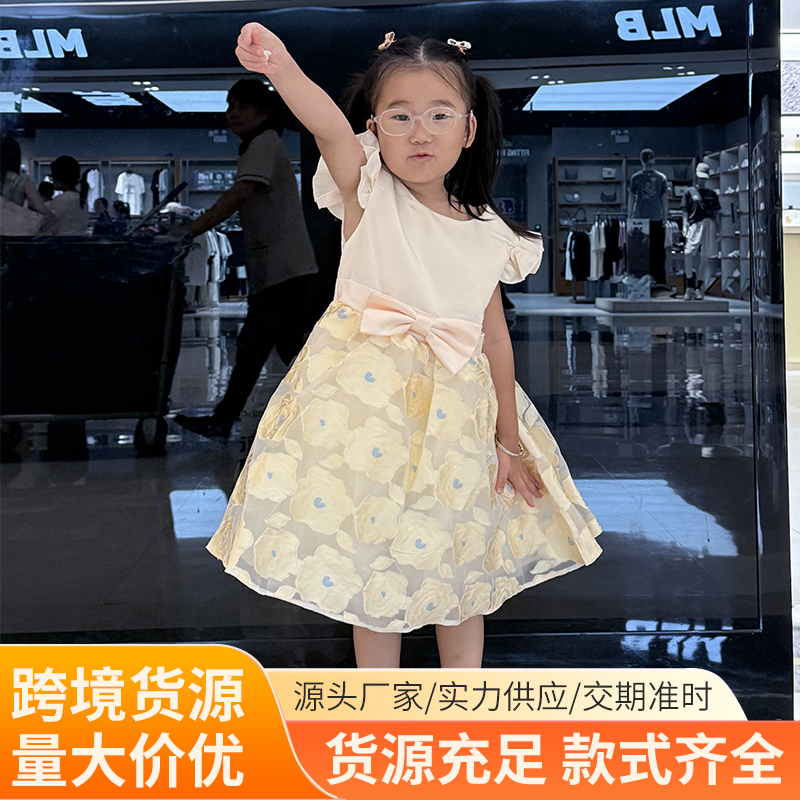 夏季女童纯色短裙宝宝礼服童装卡通风女连衣裙蓬蓬裙