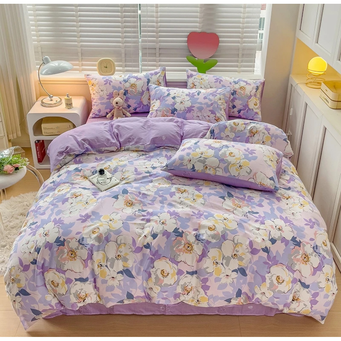 【紫萱兰花】自产自销高支高密水洗斜纹棉双人被罩