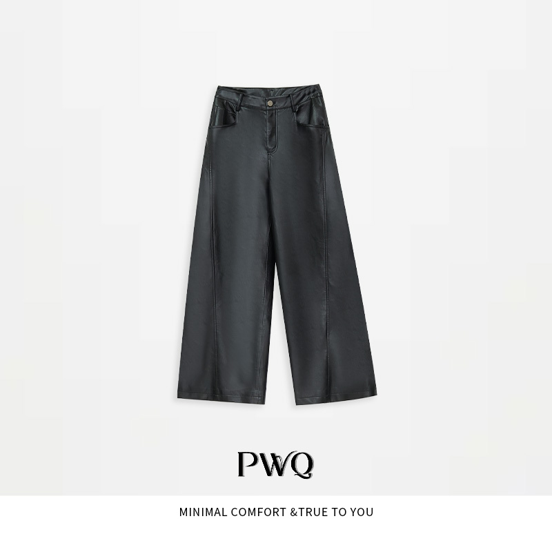 【民谣】休闲裤皮裤中腰防风阔腿弯刀裤WD-25111613-DP