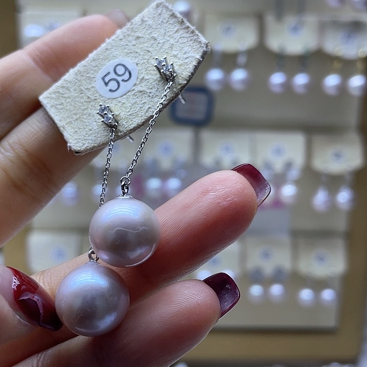 淡水珍珠耳饰银S925镶嵌