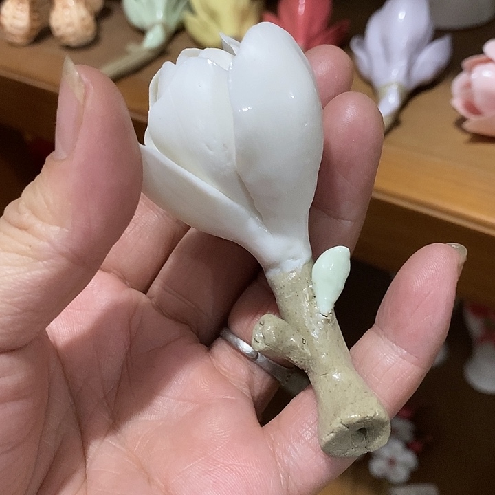 瓷片纯手工陶瓷花摆件瑕