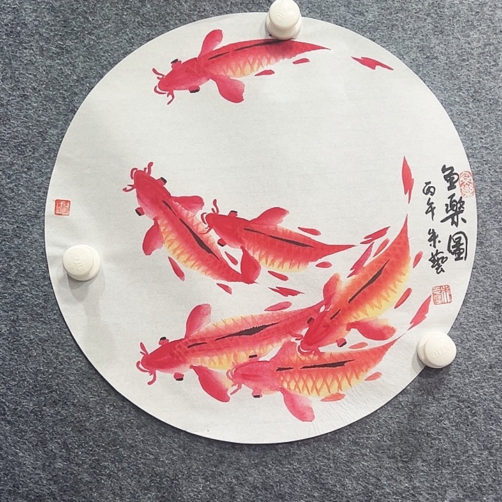 国画知鱼之乐纯手绘