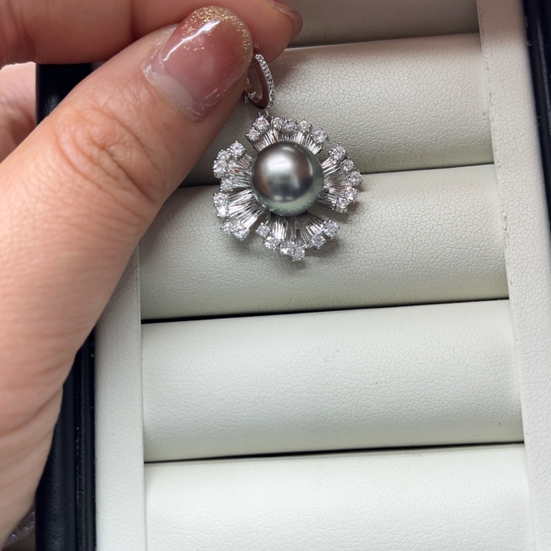 海水珍珠银S925镶嵌吊坠(不含链)