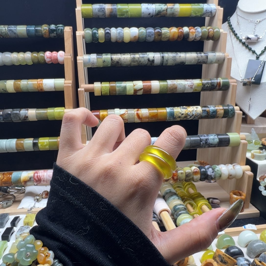 蛇纹石玉合金戒指16.5默认瑕疵 不退不换