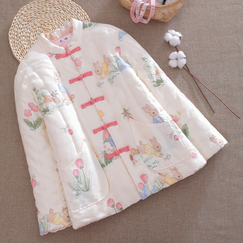 棉花手工盘扣棉衣 女士冬装拜年服加厚保暖棉袄 中老年人外穿棉服