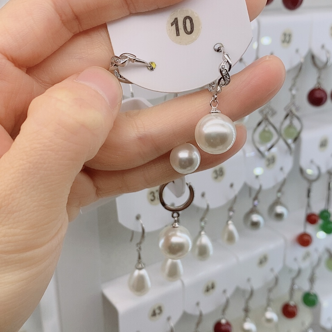 925银10毫米白贝珠