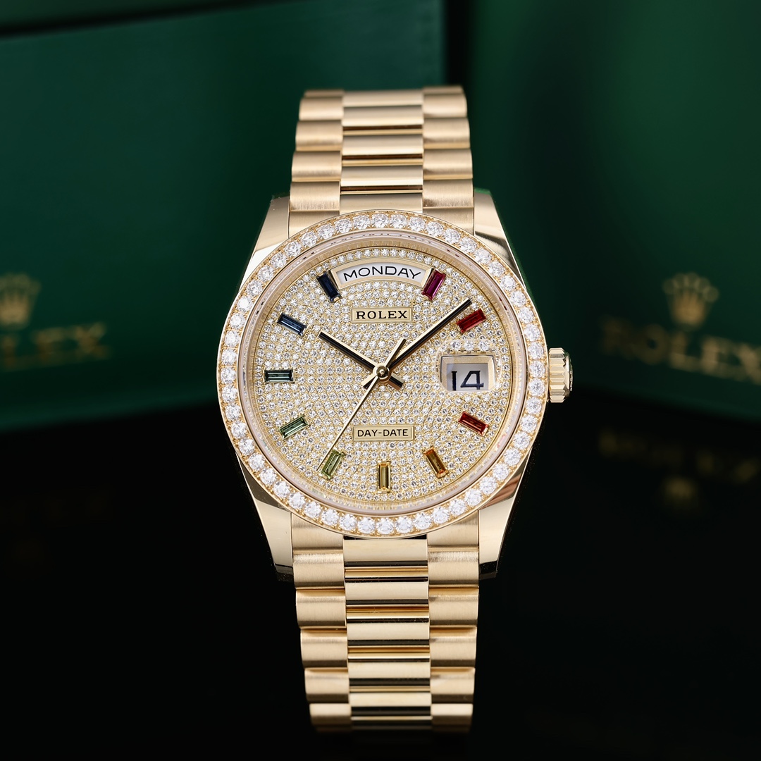 95新 Rolex/劳力士 128348rbr-0030 钻圈彩宝 2024年12月保卡