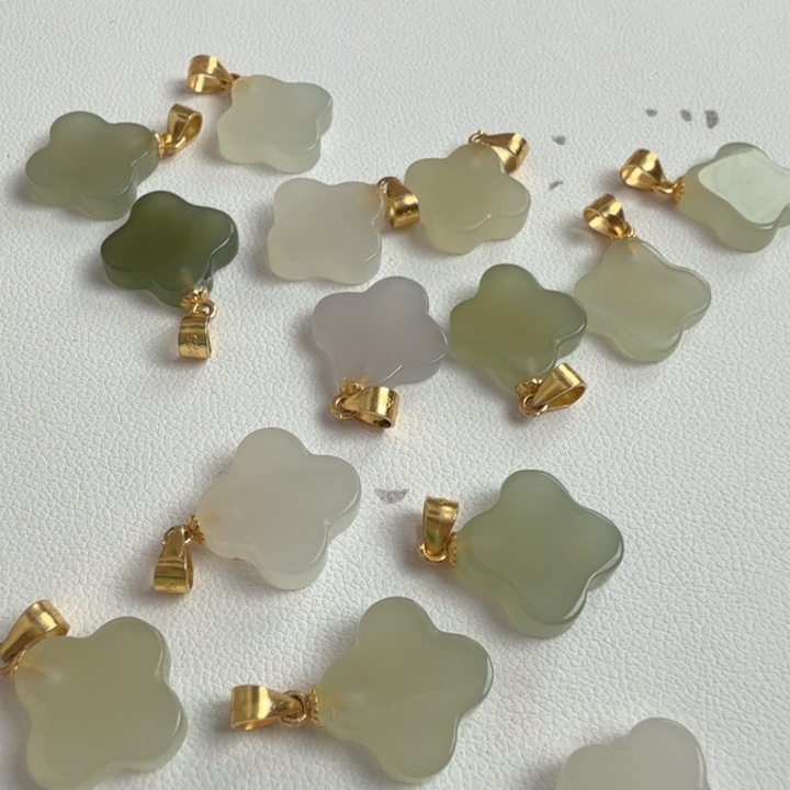颈饰银S925镀金镶嵌和田玉