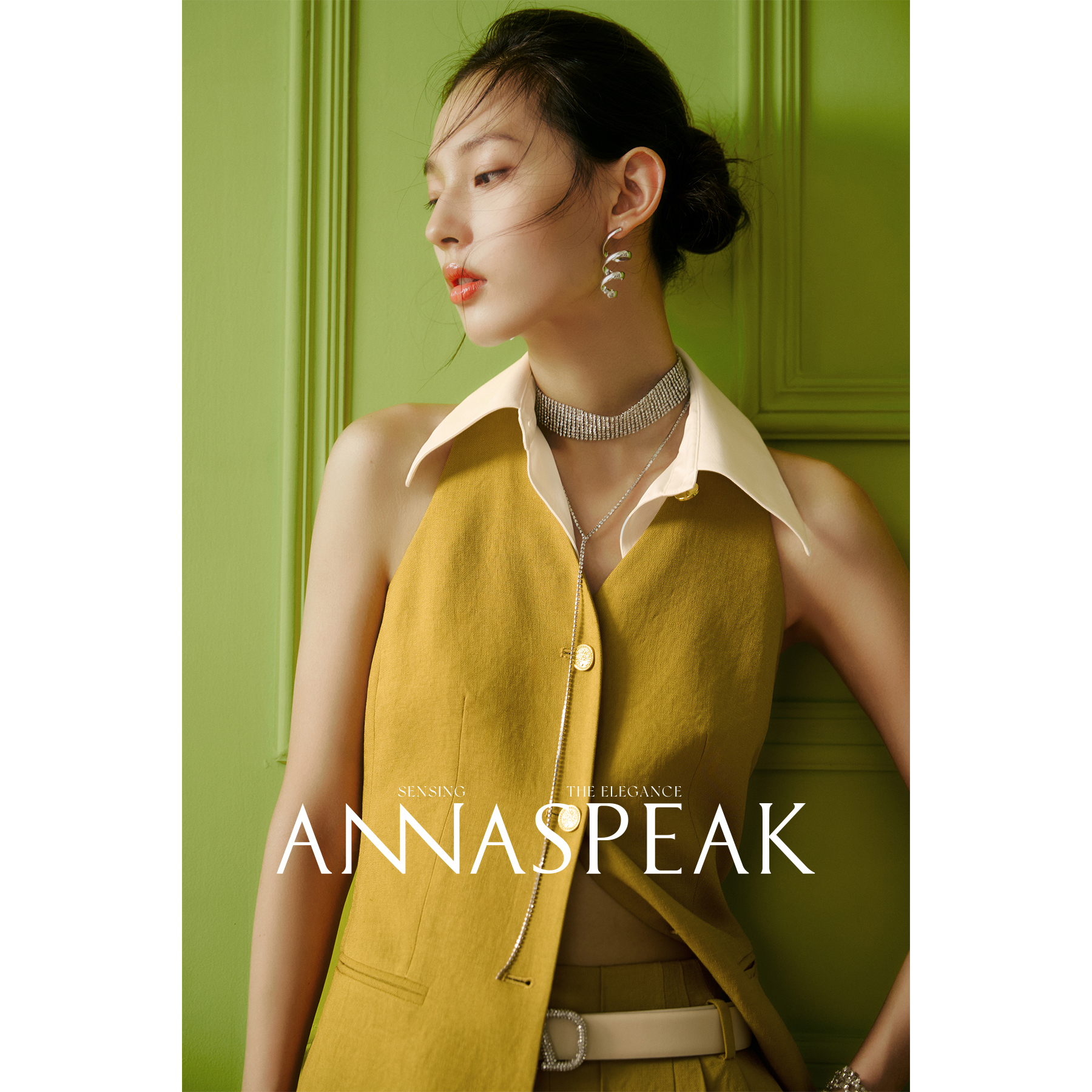 ANNASPEAK高智感miu系复古气质醋酸时尚百搭无袖马甲女
