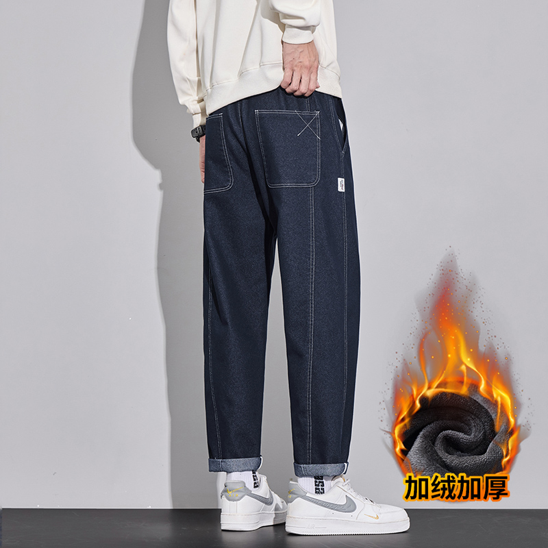 仿牛休闲裤男士秋季新款宽松直筒裤子男款2025潮牌百搭运动男裤潮