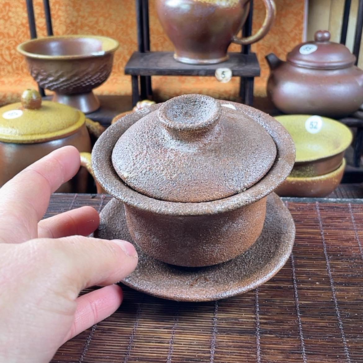 【闪购商品】刀**雨盖碗柴烧的粗砂200毫升左右瑕疵