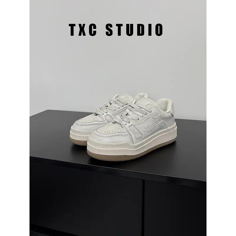 唐小彩手工鞋~2025年秋冬新款厚底小白鞋时尚百搭做旧休闲鞋