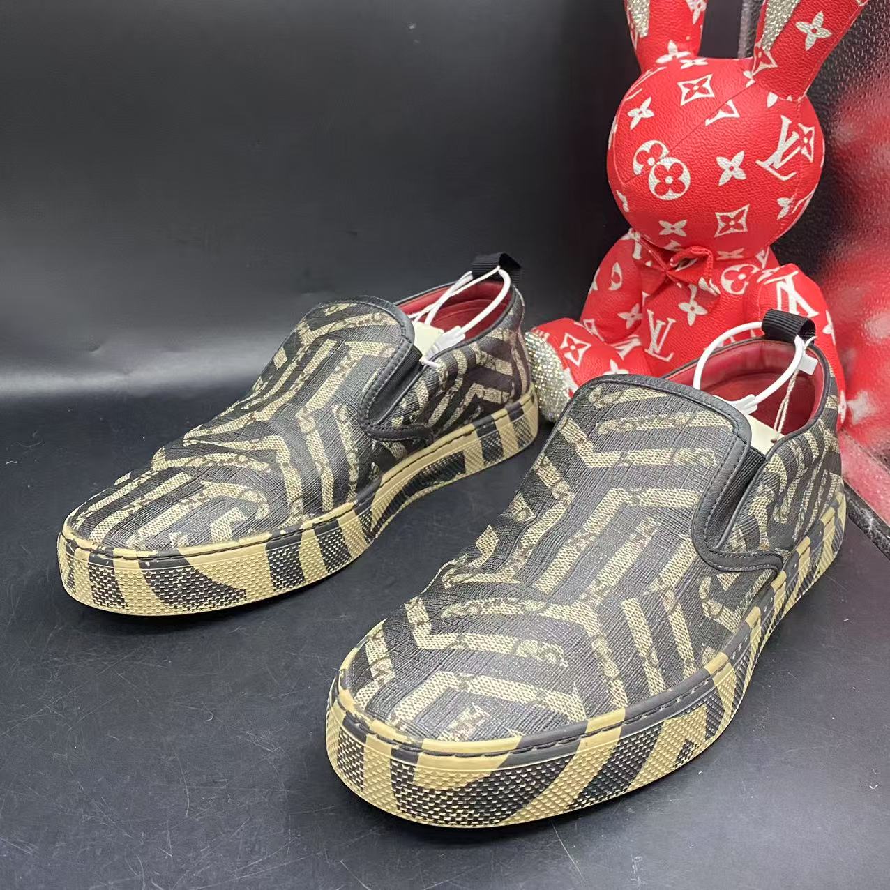 95新 GUCCI/古驰 棕老花斑马纹舒适一脚蹬41欧码cat155