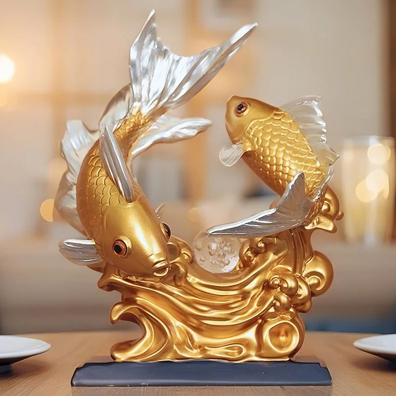 新中式客厅高档创意装饰品电视柜酒柜玄关办公室年年有鱼乔迁新居