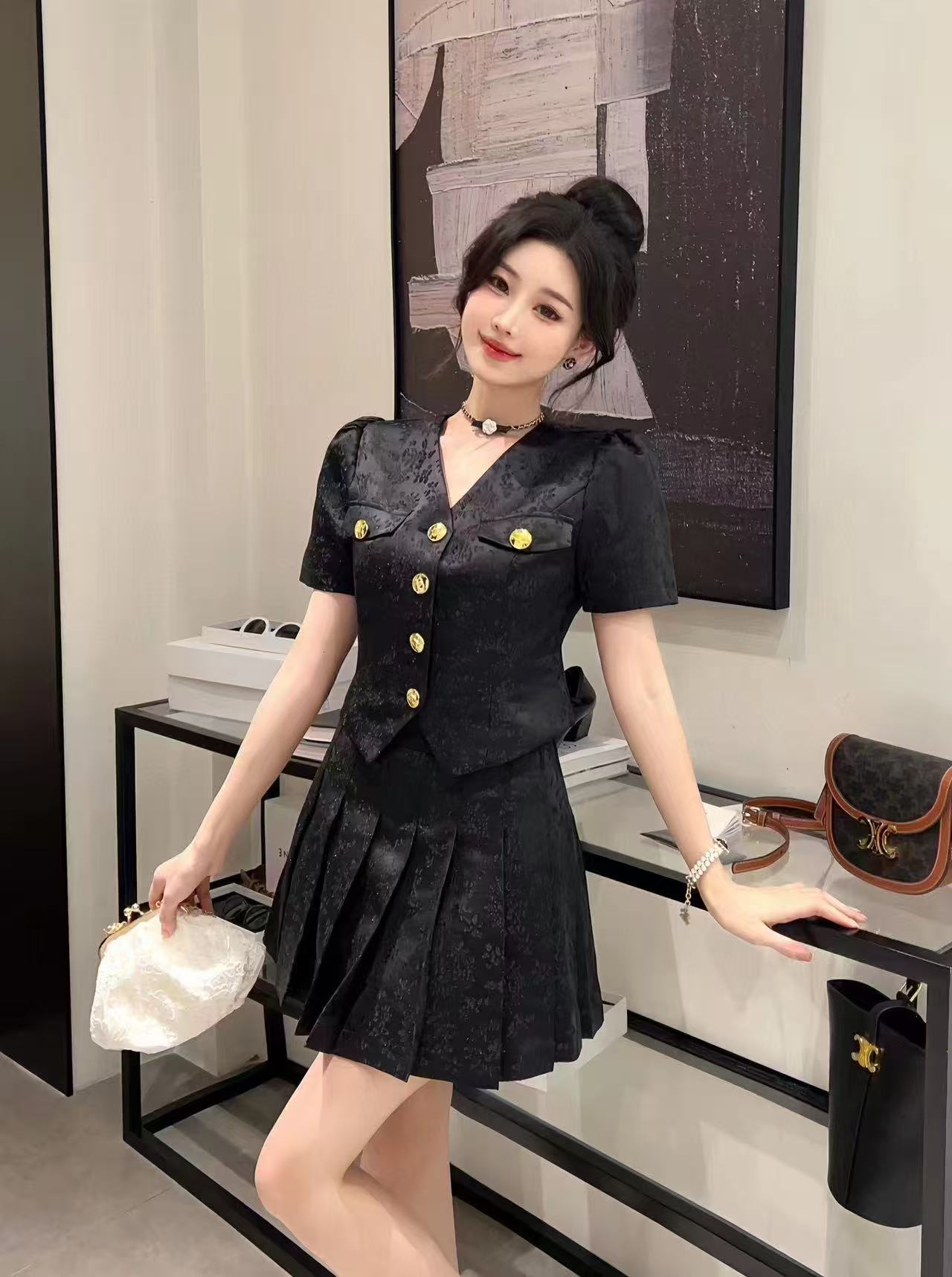 时尚套装气质名媛百褶裙蕾丝千金风