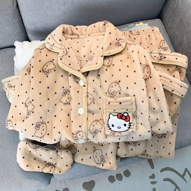 140-158小个子简约爆款加厚加绒法兰绒睡衣冬家居服套装轻奢睡衣