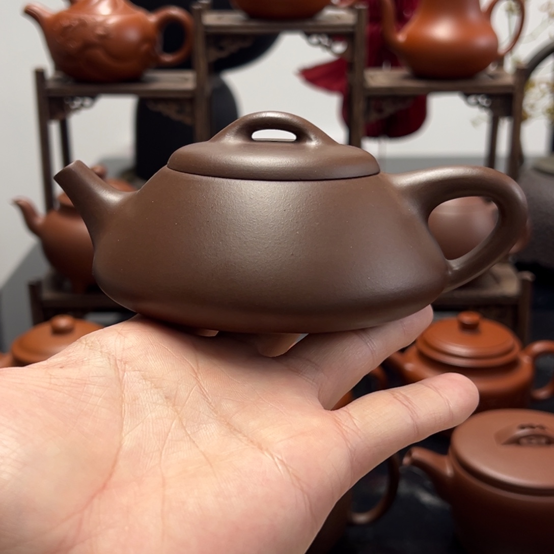 茶壶紫砂精工半手老紫泥那瓢200cc