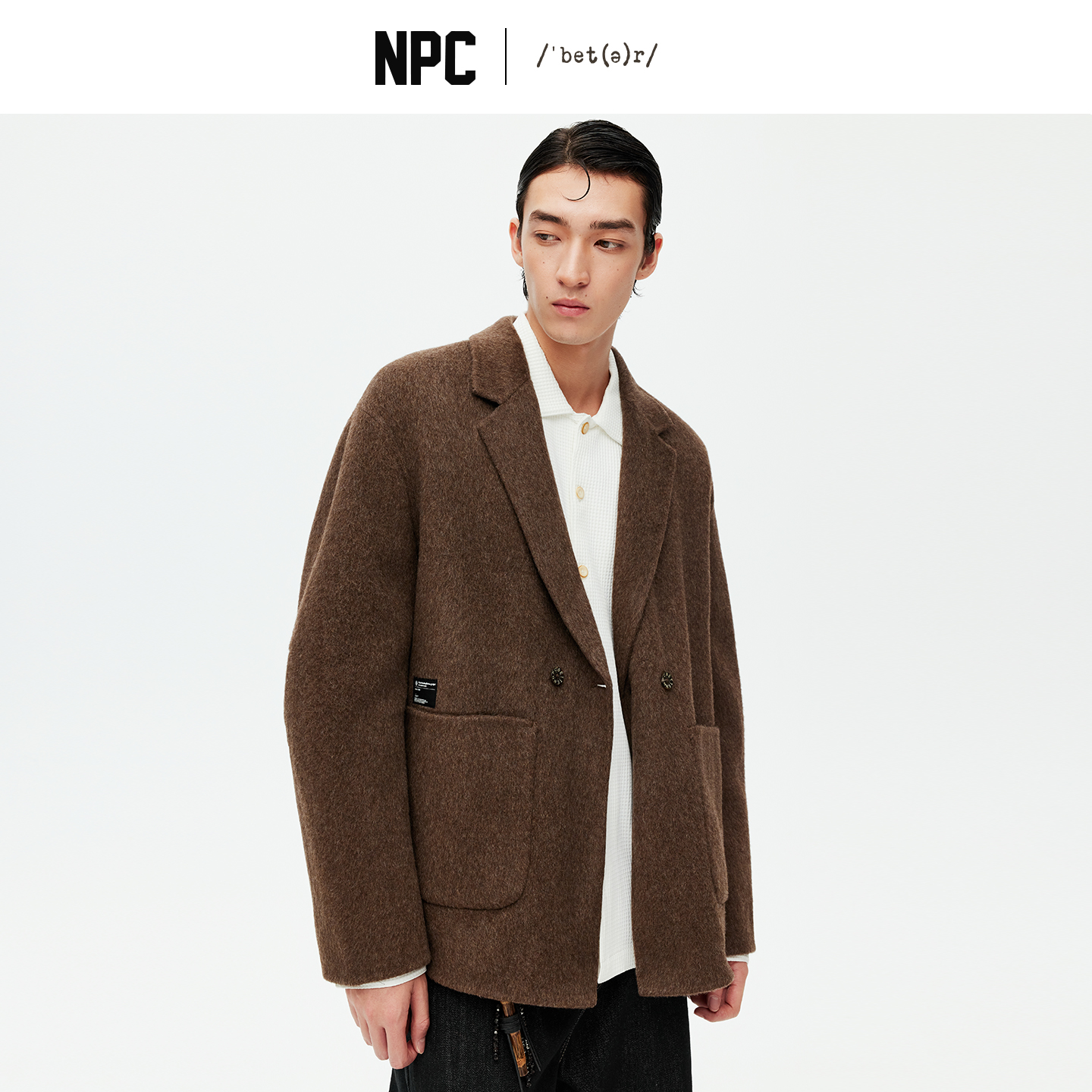 NPC潮牌老钱静奢风100%绵羊毛双排扣毛呢西服男简约复古NP58WC28