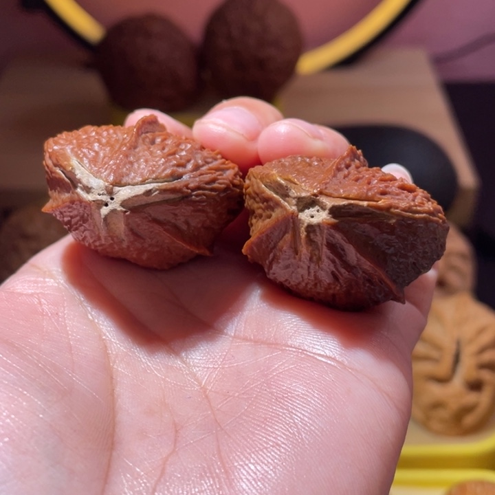 桃核把件异形七彩橄榄核