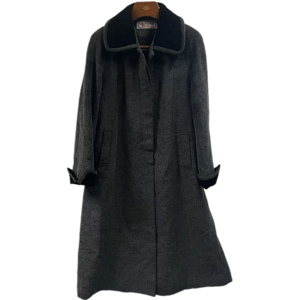 YSL/圣罗兰灰色长款大衣/FY1595