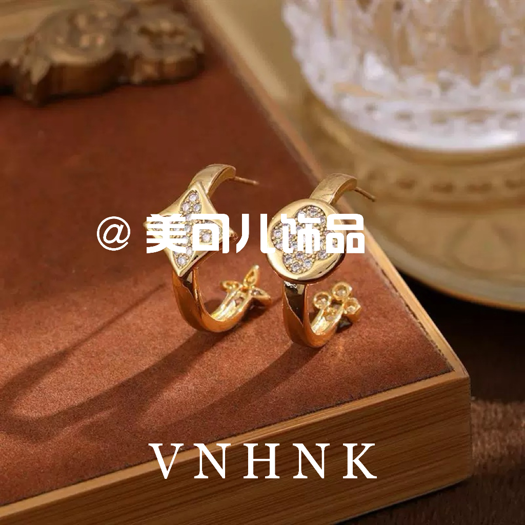铜合金合成锆石耳饰 美可儿   H694   金色时尚气质耳环