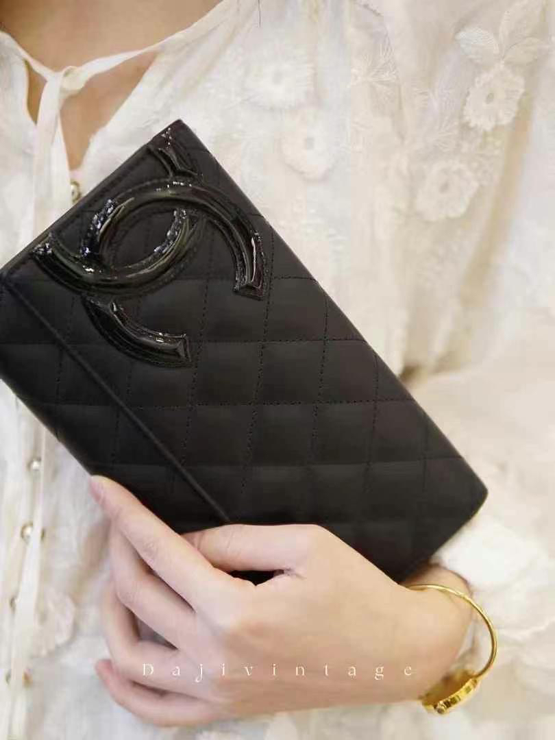 95新 Chanel/香奈儿 大吉中古/Chanel黑色康鹏翻盖钱包