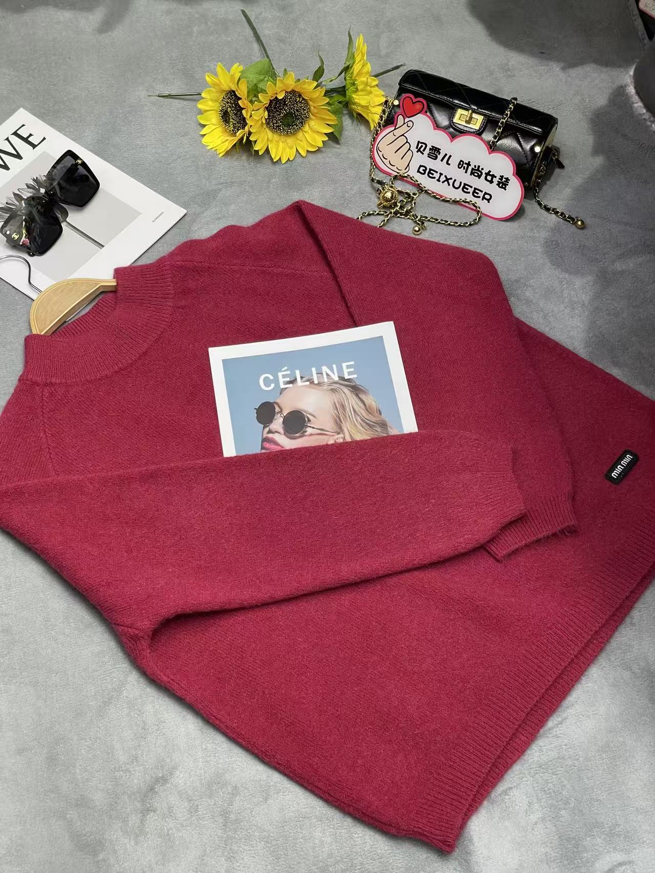 贝雪儿   #8610  新款时尚洋气百搭长款针织衫（衣长66）