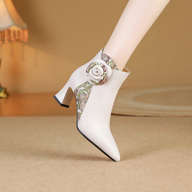 SenLaiMei/8842/33码-41码/羊皮/尖头秋冬新款短靴时尚文艺风高跟