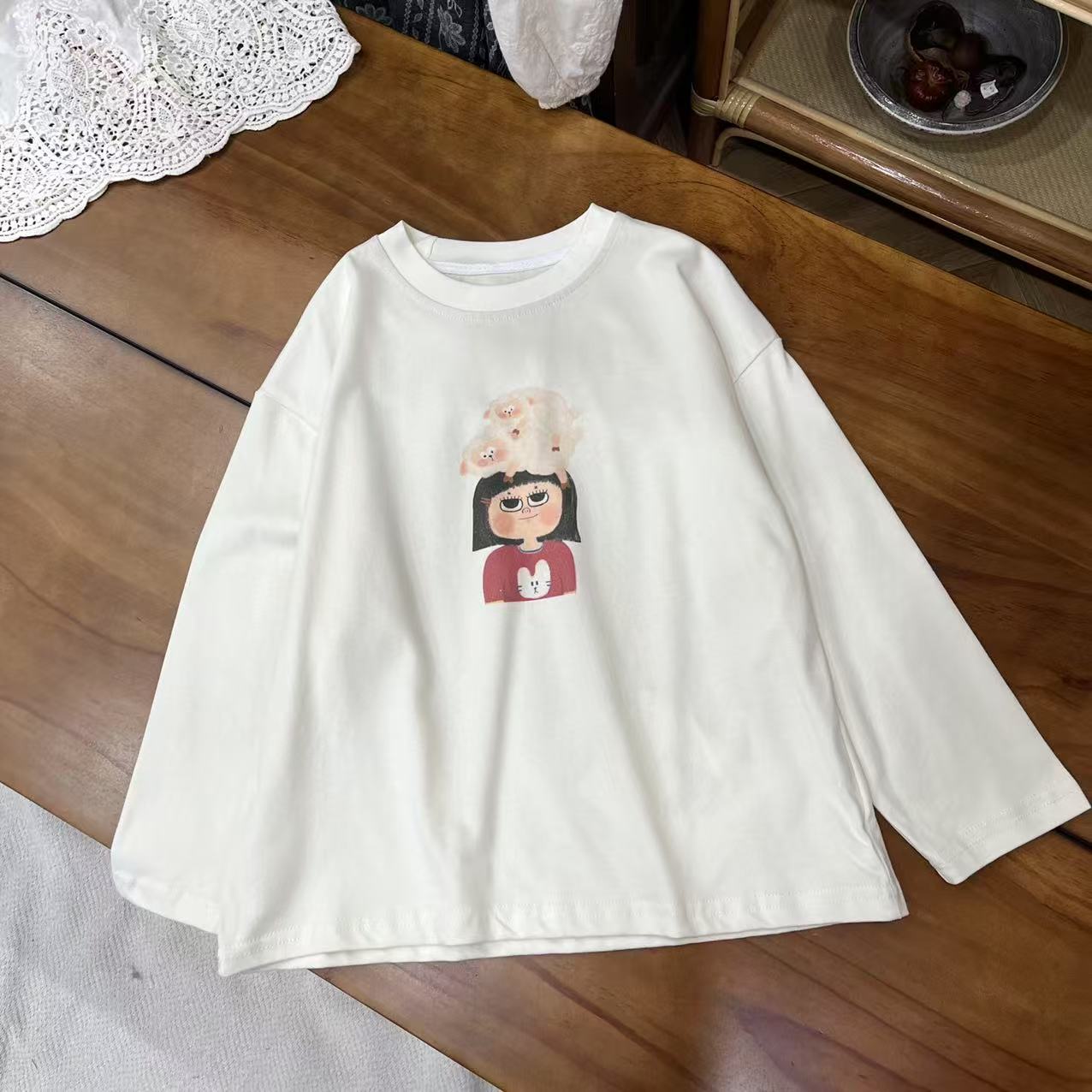 2025秋款儿童休闲棉羊女孩印花长袖T-jy3260 BT6662