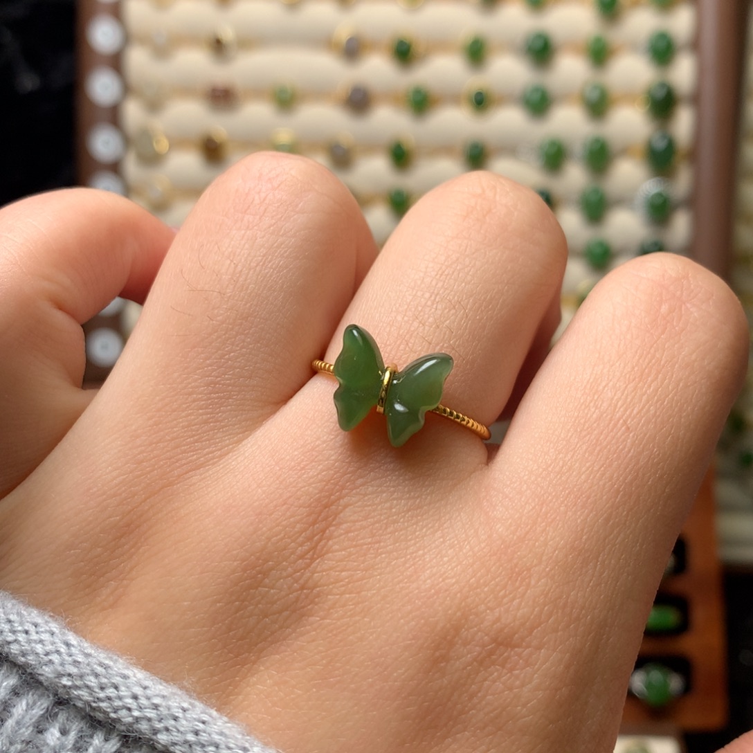 和田玉银S925镶嵌戒指