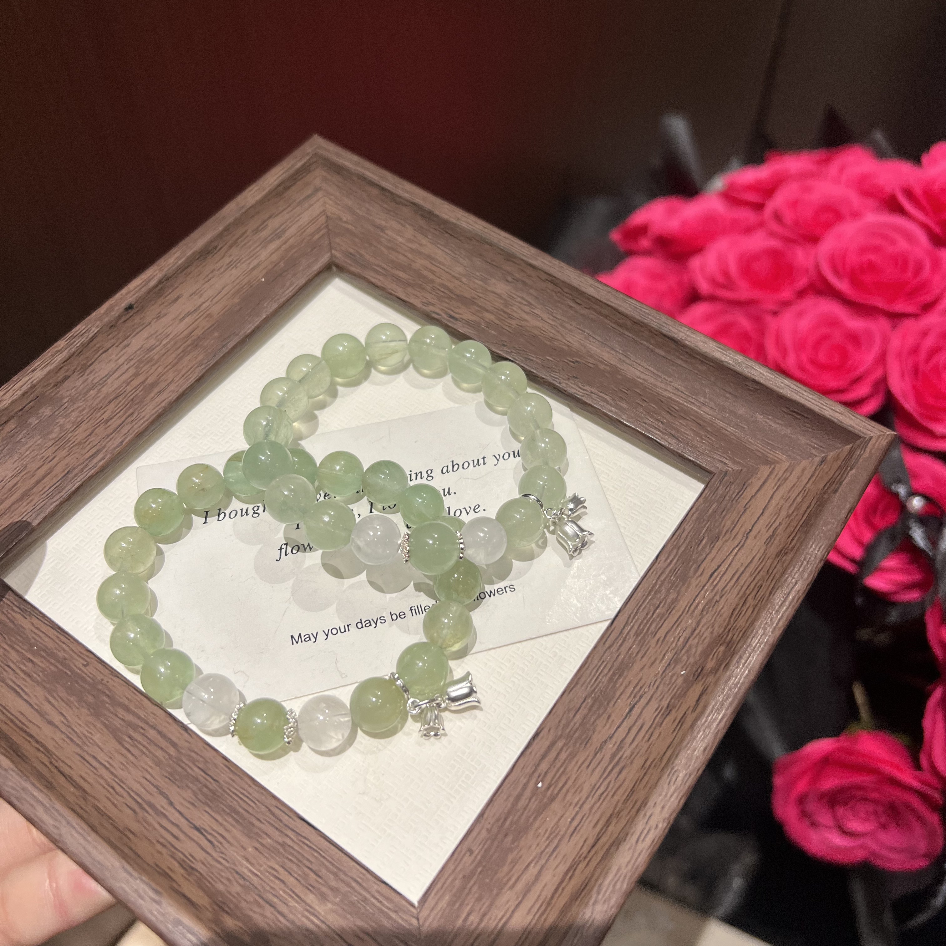 S815 「铃兰花语」10mm绿萤石➕9mm白阿塞原创设计手串 颜色微差