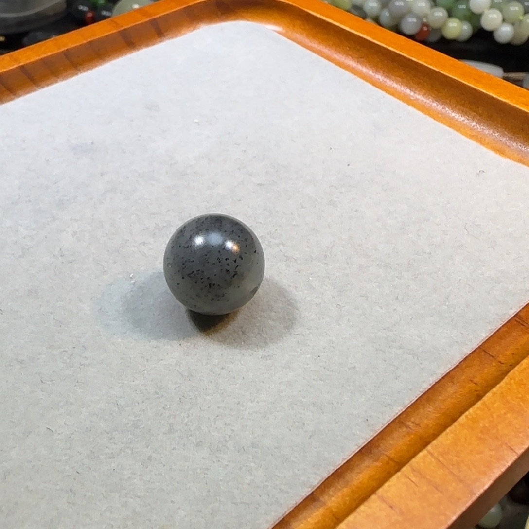 和田玉未镶嵌颈饰16mm单珠点墨青花