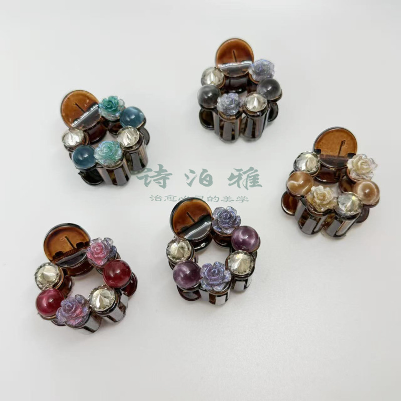 诗泊雅 亚克力/树脂时尚百搭珠珠高马尾抓夹