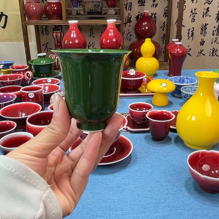 景德镇陶瓷帝王绿铃铛杯