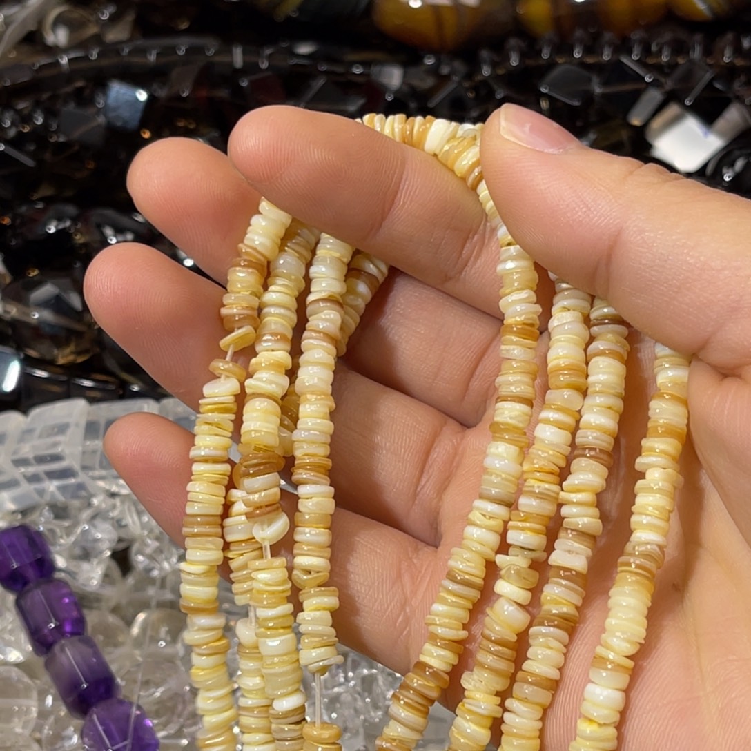 玛瑙/玉髓散珠黄贝壳算盘